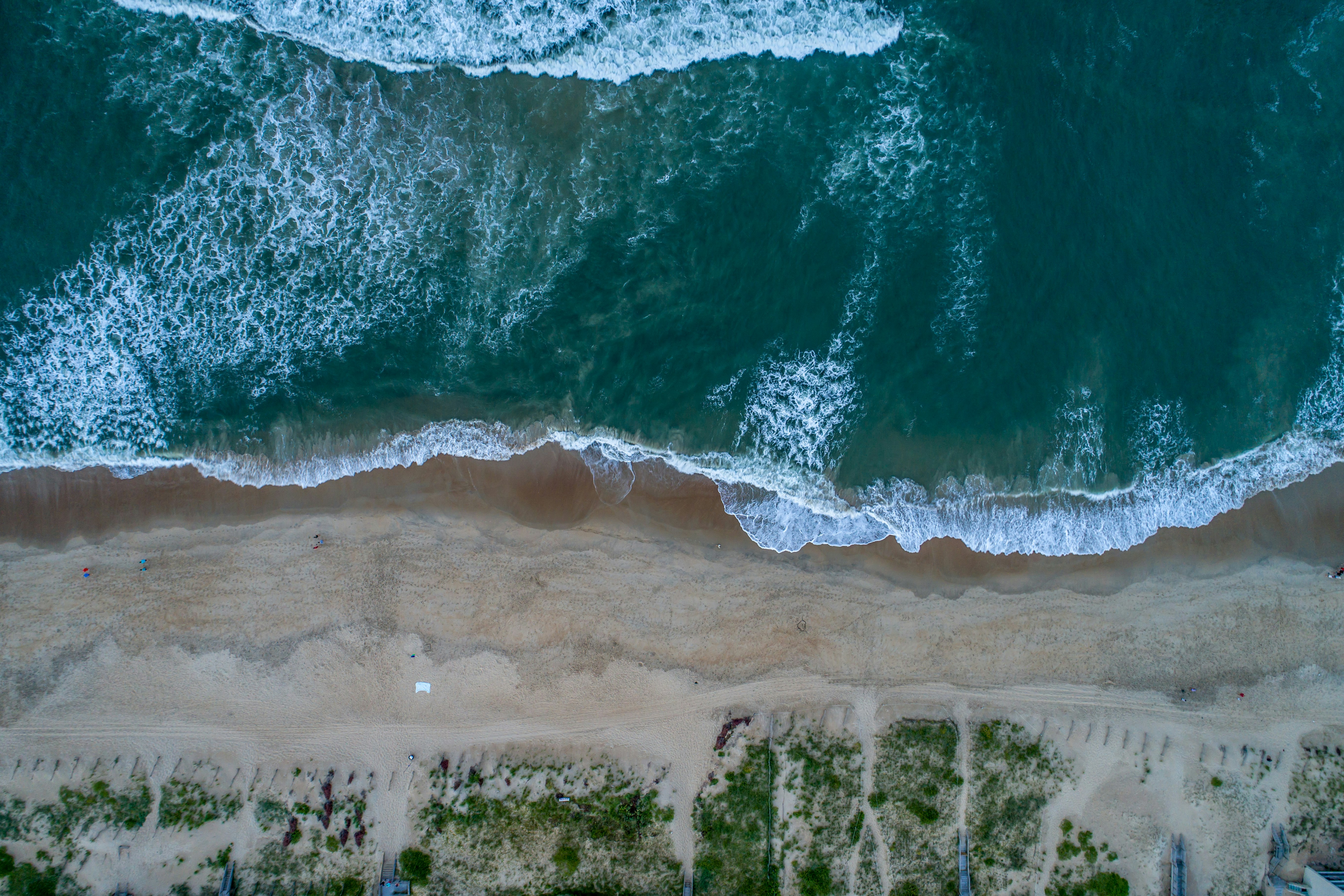 aerial view of sea waves